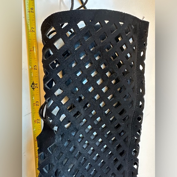 Black Mesh Over The Knee Boots, Cutouts, High Heel Boots size 8.5 - Picture 8 of 17